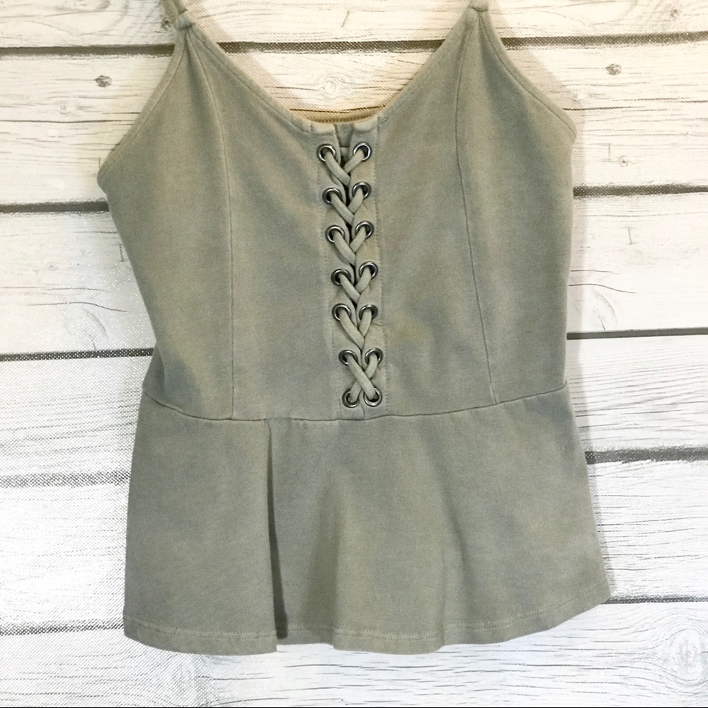 American Eagle Olive Green Braided Crop Top - Picture 2 of 9